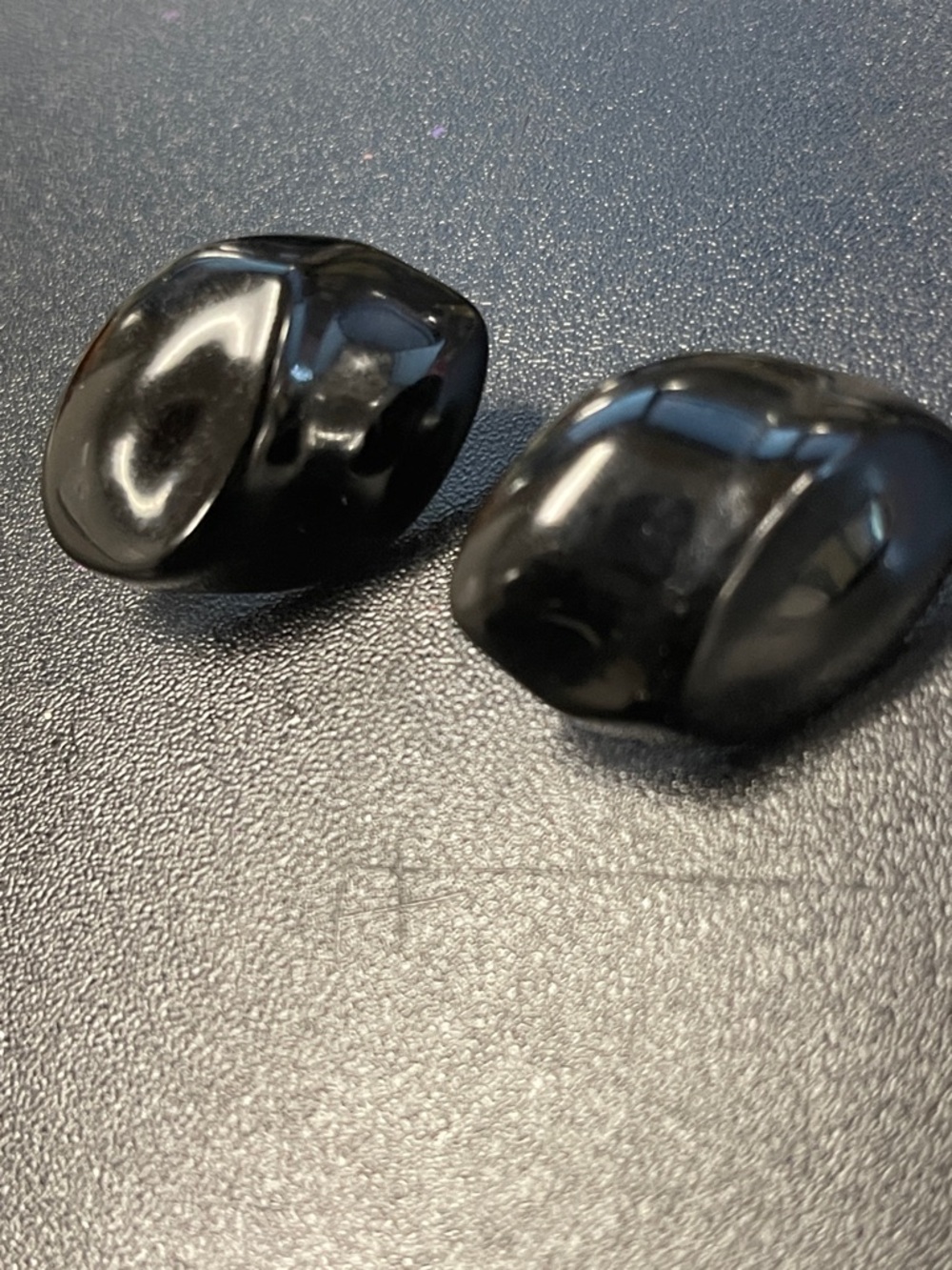 Polished Black Tumbled Stones - earrings B2